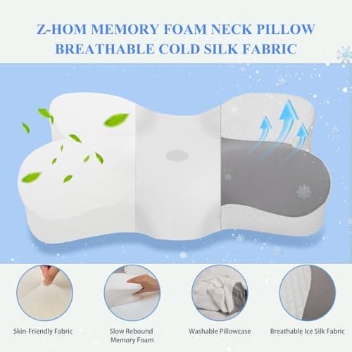 Z-hom Oreiller Memoire Forme, Oreiller Ergonomique Cervical, Idéal pour Dormeurs sur Le Côté, Le Dos et Le Ventre, Taie d'oreiller Lavable Hypoallergénique