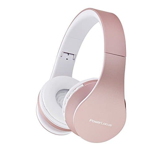 PowerLocus Casque Bluetooth sans Fil - Casque sans Fil avec Micro intégré - Hi-FI Stereo – Micro SD/TF, FM Radio – Casque Pliables – pour iPhone/Android/iPad/Ordinateurs Portables (Or Rose)