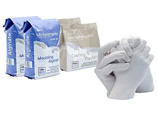 Michelangelo KIT REFILL matériaux de moulage pour 4 mains d'adultes ou d'enfants en famille ou entre amis