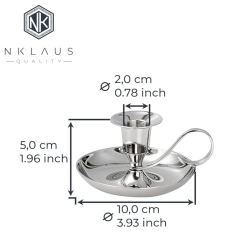 NKlaus Chandelier à Main Classique Laiton nickelé Bougeoir Hauteur 5cm pour Bougies jusqu'à Ø 2cm Bougeoir 10890