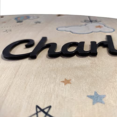Plaque de Porte Personnalisée Dinosaure. Plaque Chambre Enfant. Plaque Bois Personnalisable avec Prénom. Décoration Chambre Enfant Dinosaures - 2 perçages en Haut, Plexi Noir