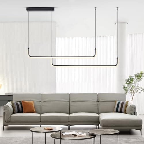 KSIBNW Lustre Suspension Luminaire LED 36W Dimmables, Moderne Lustre Salon Luminaire Suspension Noir Métal Lampe Suspension avec Télécommande & APP Contrôle 2700K-6500K Luminosité Réglable