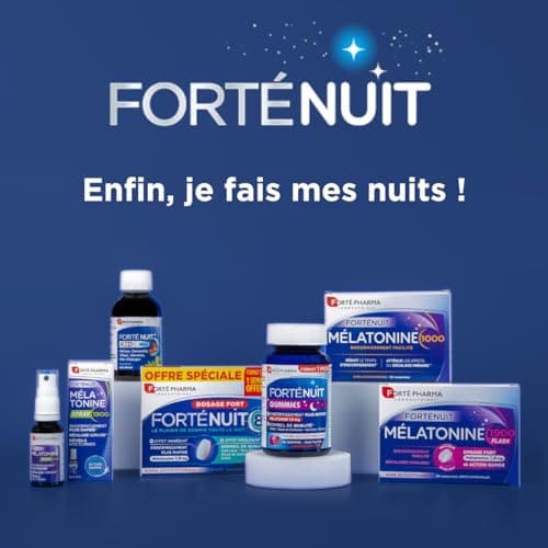 Forté Pharma - FortéNuit 8h - Complément Alimentaire à base de Mélatonine et Plantes - Sommeil de Qualité - 15 comprimés Bi-couches