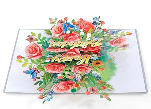 CUTPOPUP Happy Birthday Floral - Joyeux anniversaire floral, carte d'anniversaire pop-up, carte de vœux pop-up 3D (Happy Birthday Floral) BD138FR1520