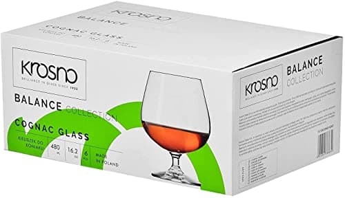 Krosno Brandy Cognac Snifter Verres | Ensemble de 6 | 480 ML | Collection de balance| Parfait pour la maison, les restaurants et les fêtes | Va au lave-vaisselle