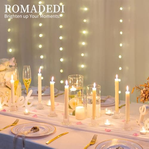 Romadedi Chandelier Bougeoir Verre Transparent - Lot de 10 Petite Bougeoir Mariage Decoratif Noel Decoration Maison Supports pour Bougies Coniques Centre de Table Salon Chambre