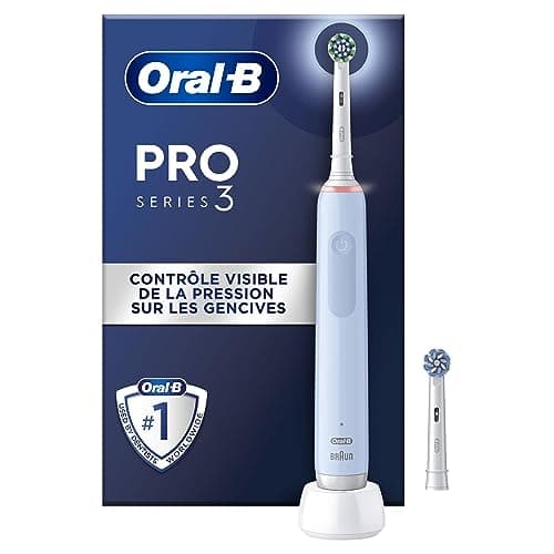 Oral-B Pro 3000 Brosse À Dents Électrique Pour Adultes, Idée Cadeau Noël Homme / Femme, 2 Brossettes Crossaction, 3 Modes De Brossage, Blancheur, Nettoyage Quotidien, Pour Des Gencives Sensibles