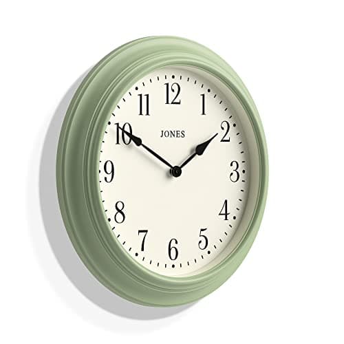 JONES CLOCKS® Grande Horloge Murale Haut de Gamme avec Cadran Arabe, Le « Supper Club » en Vert Canard 40 cm