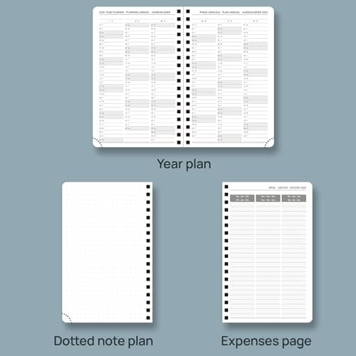 POPRUN Agenda de Poche 2025 A6 Semainier 16 x 10,5 cm - Couverture Rigide Spirale, Petit Agenda, D'Jan 2025 à Déc 2025-12 Mois, Poche intérieur, Papier Certifié FSC® 100 g/m2, Pacifique vert