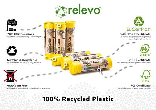 Relevo sacs poubelle avec poignées, 100% recyclés, très résistant 30 L, 90 pièces