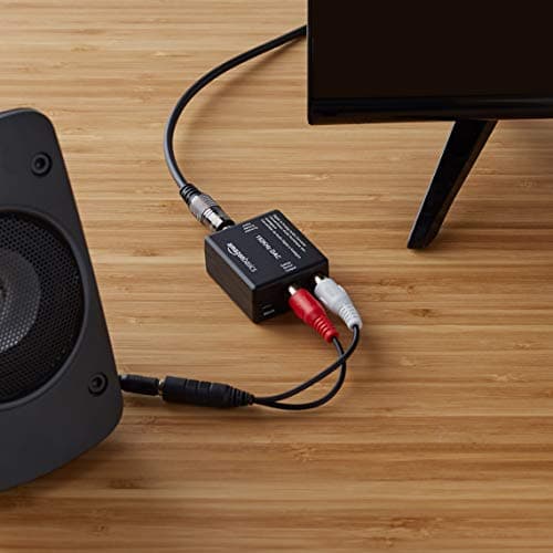 Amazon Basics Convertisseur numérique optique coaxial vers audio analogique RCA, 192 kHz, acrylonitrile butadiène styrène, 2 x 1.6 x 1 inches