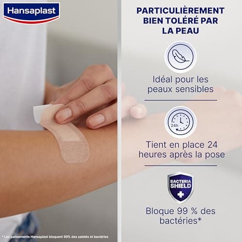 HANSAPLAST Sensitive Pansements hypoallergéniques peaux claires (1 x 20 pces), Pansements universels respirants et résistants, Pansements prédécoupés pour peaux claires