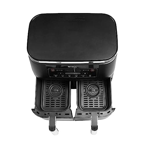 NINJA Foodi Dual Zone Airfryer Digital, 2 Tiroirs, 7,6L, 6-en-1, Sans huile, Air Fry, Max Crips, Rôtir, Cuire, Réchauffer, Déshydrater, Antiadhésif, Paniers lavables au lave-vaisselle, Noir AF300EU