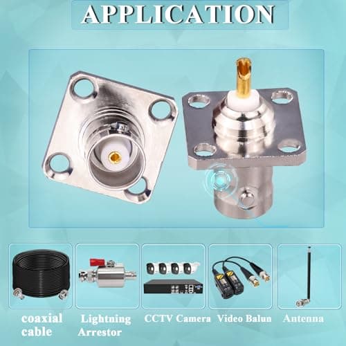 TUOLNK 2 Pack BNC Femelle 4 Trous Panneau À Bride Montage Sur Châssis Connecteur À Souder Coaxial RF Adaptateur Coaxial Convertisseur pour Câble Coaxial/Périphériques Lan Sans Fil