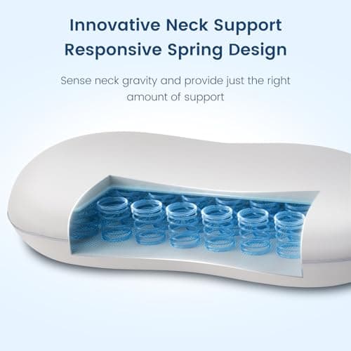 Elegear Oreiller Memoire Forme Cervical Ergonomique avec Support à Ressorts Oreiller Ergonomique Cervical Anti Ronflement Taie d'oreiller Rafraîchissante 60 x 40 x 10cm