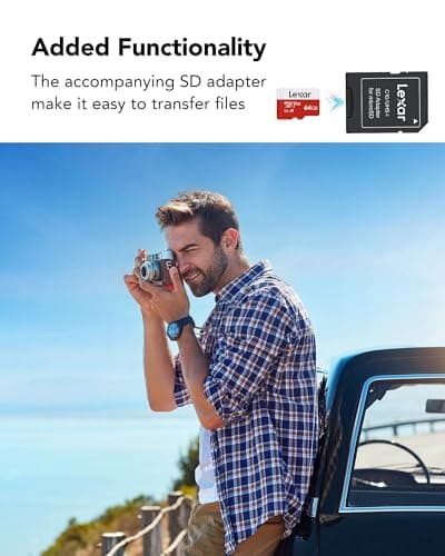 Lexar Carte Micro SD 64 Go, Carte Mémoire Micro SD+ Adaptateur, Microsdxc Carte TF jusqu'à 100 Mo/s, A1, U3, C10, V30, Full HD et 4K UHD pour Caméra, Telephone, Switch