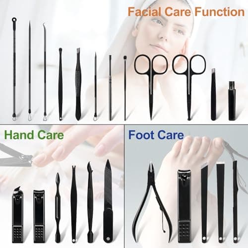 JUPEILI Kit Manucure Pedicure Coupe Ongle, 23pcs Pedicure Kit Complet, Professionnel Kit Manucure Adapté Coupe Cuticule Ongle et Repousse Cuticule, Manicure Kit Complet avec Coffret Cuir Inclus