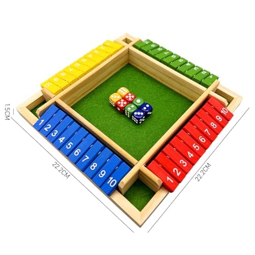 KSBBHDS 1 jeu de jeux dans une boîte fermée, jeux de société en bois, jouets pour 4 joueurs, jeux de chiffres colorés, jeux amusants sur quatre côtés, jeux pour adultes et enfants