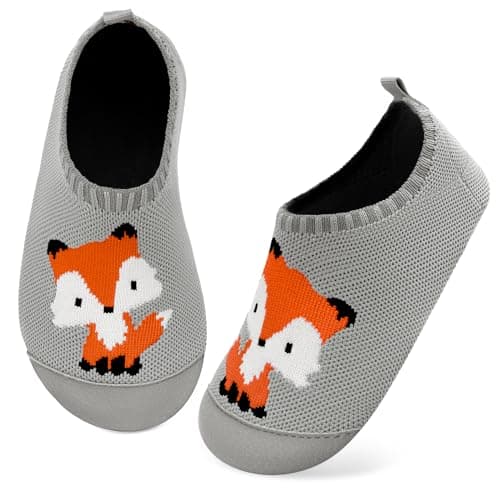 Kyopp Garcon Chaussettes Chaussures Fille Respirant Chaussons Antidérapante Chaussons Bébé Enfant Mixte Enfant(Renard 26/27EU)