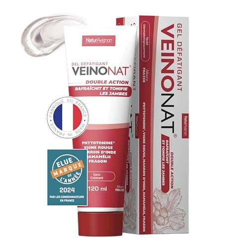 Laboratoire NaturAvignon Veinonat Gel Frais Circulation | Aide à soulager les sensations de jambes lourdes | 9 actifs 100% naturels | Vigne rouge + Marron d'Inde + Hamamélis + Fragon | 120mL