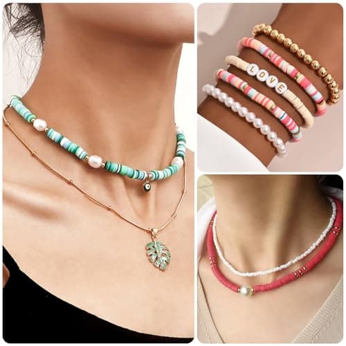 packra Perles Pour Bracelet, Perles Heishi 6mm Perle Plate pour Bracelet, 24 Couleurs Perles pour Bijoux Kit, Perles Polymère Perles Lettres pour Bijoux DIY Collier Bracelet Boucle D'oreille