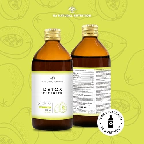Detox Minceur | Diurétique et draineur | Élimination puissante de toxines aux extraits de plantes | Effet Ventre Plat | Formule naturelle ultra concentrée, 500 ml, Certifié Végan, N2 Natural Nutrition