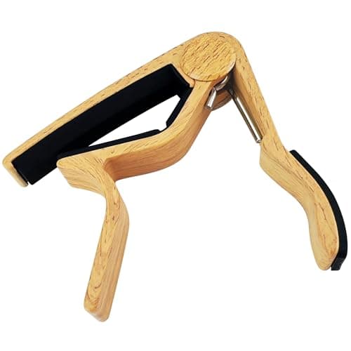 WINGO Capodastre Guitare, Alliage Capo de Guitare Pour 6 Cordes Folk Guitare Acoustique, Guitare Electrique et Ukulélé avec 5 Médiators, Original Bois Couleur.