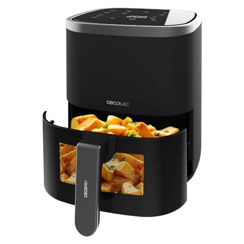 Cecotec Friteuse à Air sans Huile de 4 L avec Fenêtre Cecofry Fantastik Window 4000. Air Fryer. 1400 W, 9 Menus, Contrôle Tactile, Technologie PerfectCoo, 80-200oC, Temps Ajustable