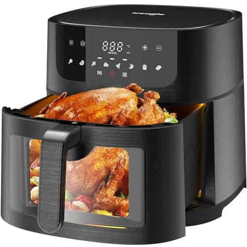 Iceagle Friteuse Sans Huile 9L XXL – 1800W Friteuse à Air avec Grande Fenêtre | Airfryer avec écran Tactile LED, 8 Programmes, Shake-Mode, Livre de Recettes