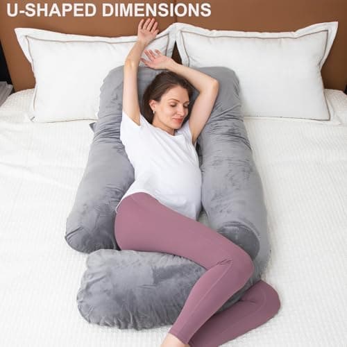 Coussin de Grossesse Complet en Forme de U avec Housse Amovible pour Femmes Enceintes, Coussin de Grossesse pour Dormir, Soutien pour Le Dos, Les Jambes, Le Ventre,(Mousse à mémoire de Forme,Gris)
