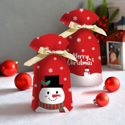 haweeli Sacs Cadeaux de Noel assortis avec cordon de serrage, 48 Sac Cadeau Petit Sachet à Friandises pour Bonbons Biscuits Cadeaux pour Enfants