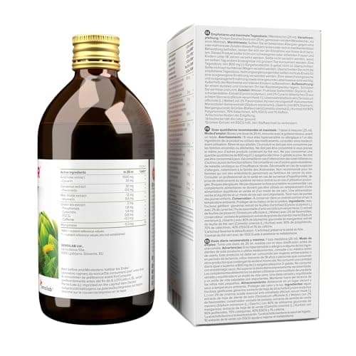 Hepafar Natural Liver Detox Drink – 500 ml pour 20 jours – Avec du chardon-Marie, du thé vert, du manganèse, du pissenlit et de l'artichaut – Nettoyage naturel – Sensilab