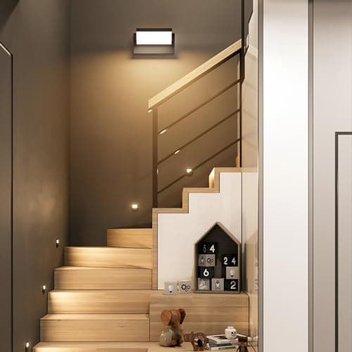 Klighten 2 Pcs 24W Applique Murale LED Extérieure Intérieur Rotatif, Éclairage Mural Imperméable IP65 Moderne, Lampe Murale pour Couloir Entrée Terrasse, Noir, 1500LM, Blanc Chaud 3000K