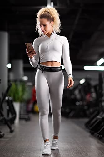 Fitgriff® Ceinture Running - Banane Porte Telephone Sport (pour Tous Smartphones) - pour Course a Pied, Jogging, Sport - Femme et Homme (Black, 62-90cm Tour de Taille)