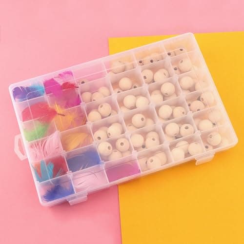 ZOENHOU Lot de 6 boîtes de rangement à 36 compartiments, en plastique, réglables, avec séparateurs amovibles, boîte de rangement transparente avec compartiments et couvercle pour petites pièces,