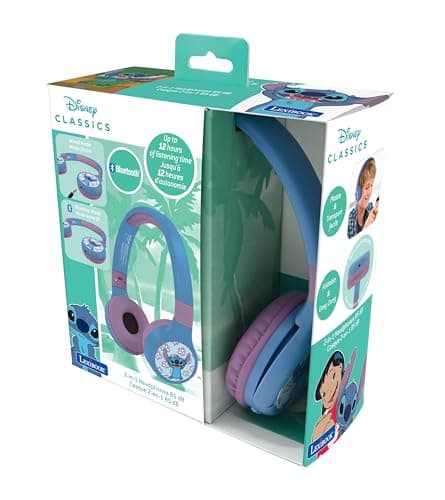 Lexibook - Disney Stitch - Casque Audio 2-en-1 Bluetooth & Filaire avec Micro et Bouton de contrôle, Pliable et Ajustable, Batterie Rechargeable Longue durée - HPBT010D