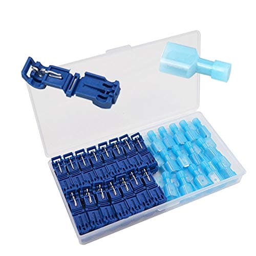 Senven 60Pcs (30 paires) Terminal de ligne t-Tap avancé, connecteur câble connecteur rapide auto-exfoliant et kit connecteur terminal mâle entièrement isolé - Bleu 60pcs