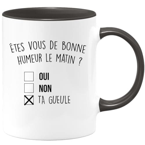 quotedazur - Mug Bonne Humeur Ta Gueule - Cadeau Collègue Retraite - Idée Cadeau Original, Femme - Tasse Couple Saint Valentin - Gadget Geek Homme - Idéal Anniversaire Soeur Ou Meilleure Amie