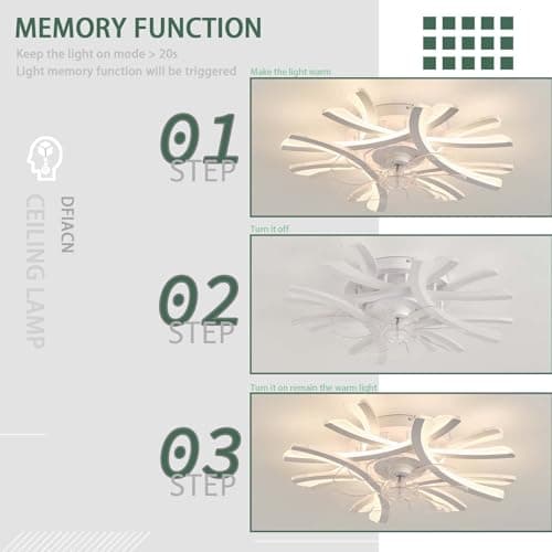 Créativité Ventilateur De Plafond Silencieux Avec Lumiere Et Telecommande Réversible 6 Vitesses Lustre Ventilateur LED Dimmable Timer Lampe Ventilateur Plafond Avec Fonction Mémoire-White