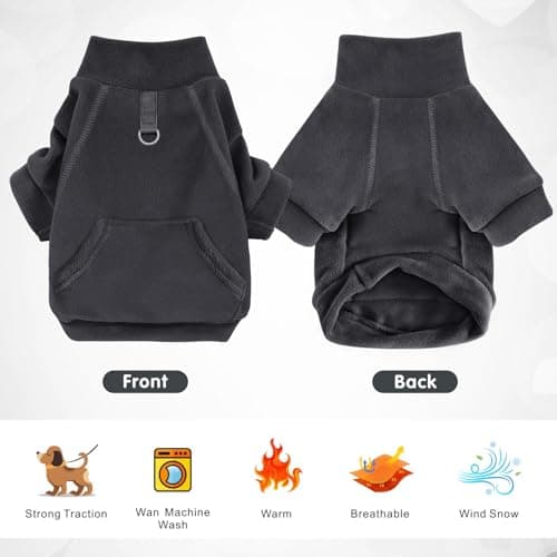 Mosucoirl Pull Chien Hoodie Animaux de Compagnie Manteau Chaud Coton Sweat Shirt Vêtements pour Chiens avec Poches Chien Pull pour Chiens Body (Noir, XS)