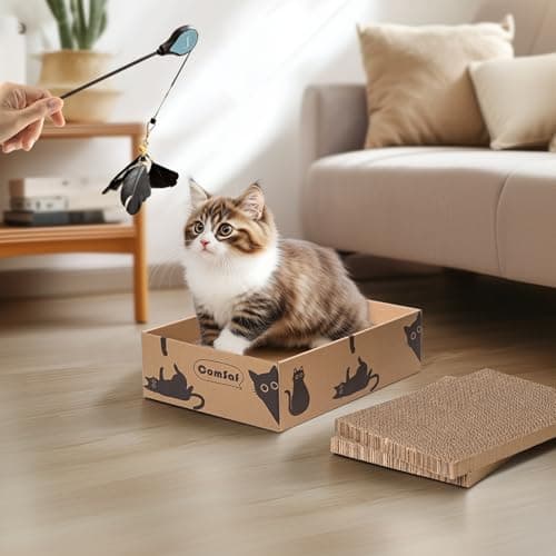 ComSaf Griffoir pour chat, 5 couches, griffoir en carton ondulé, boîte à griffer réversible pour chat, lit en carton, jouer, dormir