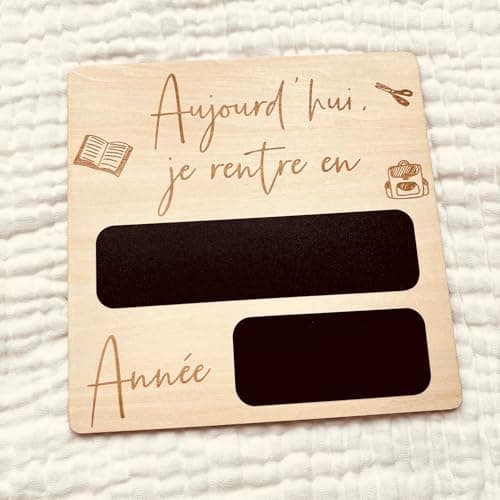 Pancarte/Panneau de rentrée scolaire personnalisée – en Bois et Ardoise pour immortaliser le premier jour d'école – Photo souvenir maternelle et primaire