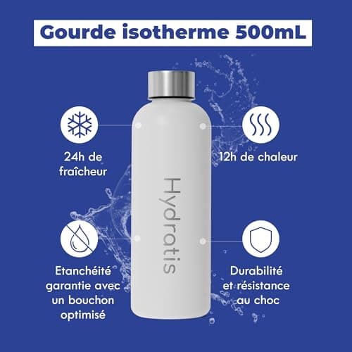HYDRATIS - Pack 4 Tubes de Pastilles Effervescentes avec Electrolytes + Gourde 500ml Jaune - Optimise l'Hydratation - Citron/Fleur de Sureau + Fruits des Bois + Pêche + Citronnelle/Gingembre