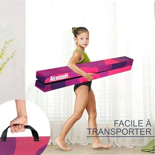 Original Cup Aerobik® Poutre de Gymnastique Pliable Violette pour Enfants et Adultes | Transportable avec Sac de Transport | Rigide, Légère, Antidérapante | 3 Couches Revêtement Soft Touch
