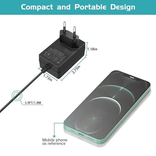 Alimentation Switch 12V Adaptateur 12V 2A Compatible avec Seagate Freeagent Goflex WD Western Digital My Book Essential HDD Disque Dur Externe numérique WD My Cloud Cordon d’Alimentation