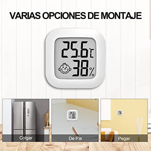 Lot Thermomètre Intérieur,LCD Mini Digital Thermometre Hygrometre Interieur, Haute Précision Petit Thermomètre d'intérieur Exterieur Mural Pour Maison, Chambre Bébé, Culture and Cave (4)