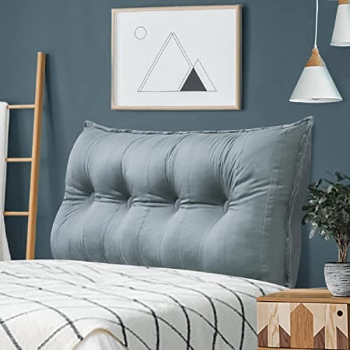 Rucener Oreiller Traversin Soutien Dorsal Gros Coussin Canapé Coussin Tête de Lit Dossier Traversin Gros Coussin Dossier Coussin de Lecture Triangulaire Coussin de Coin Bleu Profond 120 CM