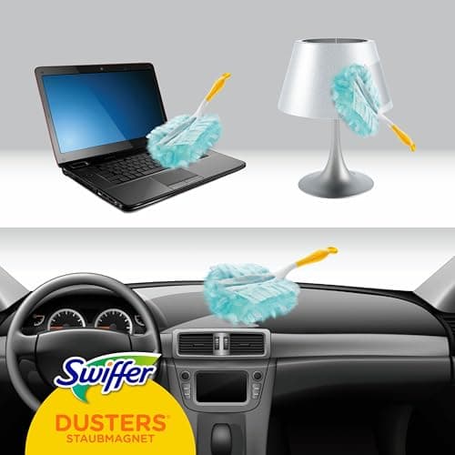 Swiffer Duster Kit, 1 Plumeau + 15 Recharges, Plumeau Poussière, Attrape Et Retient Jusqu’À 3 Fois Plus De Cheveux Et Poussière Qu’Un Plumeau Ordinaire