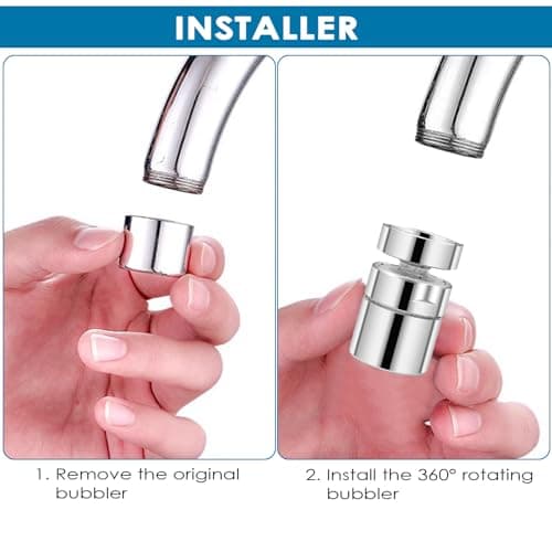 Baxcdyswe 2 Pièces Mousseur Robinet Economie Eau, 360° Pivotant Embout Robinet Cuisine, Embout Robinet Salle de Bain, Embout Mitigeur Cuisine Douchette, Adaptateur Robinet Cuisine Extension