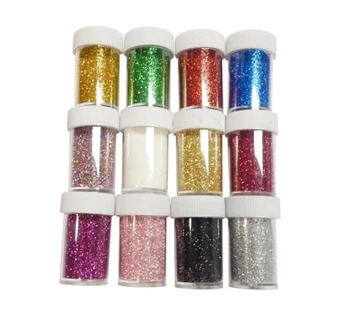 Craft Glitter Lot de 12 pots de poudre de paillettes 168 g pour travaux manuels et décorations de Noël (12 couleurs)